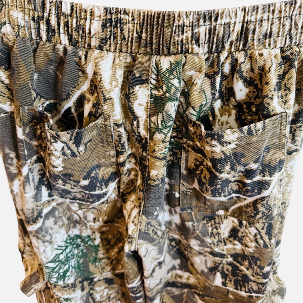 Camo Cargo Pants Size Large Brown Camouflage Wide Leg Pull On Style Relaxed Fit - Picture 8 of 15